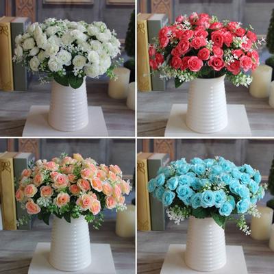 1 buquê de simulação de rosa sem rega, ornamental vívido, cor brilhante, flores artificiais, embelezamento de casa