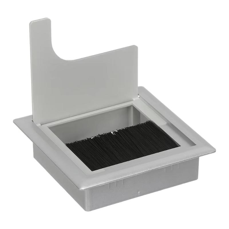 Plastic Desk Cable Grommet With Dustproof Brush And Flip Cover For Office Home Desktop Wire Management