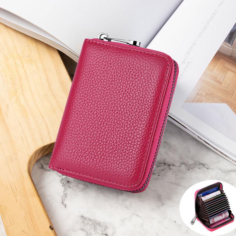 

Minimalist Anti-Demagnetization & Anti-RFID Zipper Leather Card Holder with Large Capacity and Coin Purse 9 Card