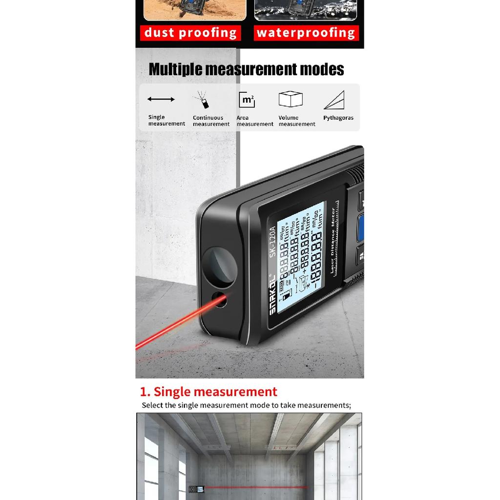 SNAKOL Laser-Entfernungsmesser Maßband Gerät - Digitaler Lineal Testwerkzeug 40m/50m/70m/100m/120m Entfernungsmesser Reichweitenmesser