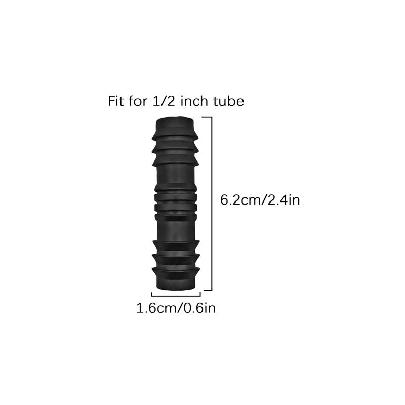 5/8Pcs Plastic Barbed Garden Hose Connectors 13mm (1/2 Inch) Pipe/Hose Irrigation Connectors Black Garden Irrigation Fitting Set