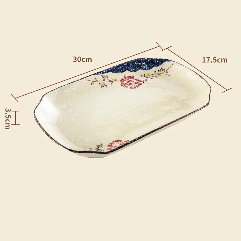 Retro Chinese Style Ceramic Plate Luxury Restaurant Large Fish Plate Exquisite Craftsmanship Dining Plates Household Tableware