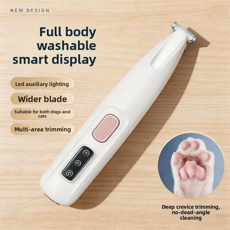 Full-body Water-washed Pet Electric Trimmer with Intelligent Display, Lighting, and Widened Blade Head - Suitable for Dogs and Cats.