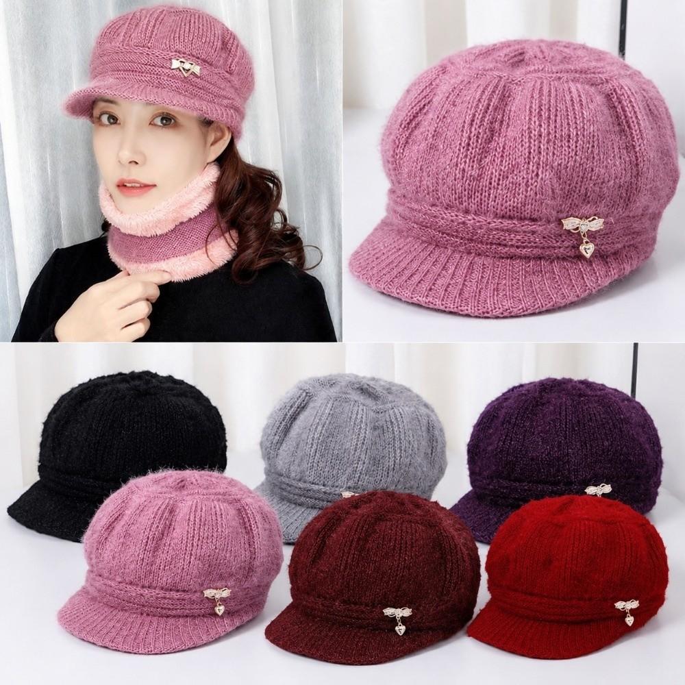 Windproof Pumpkin Beret Hat Thickened Ear Protection Cap Beanies Hat for Middle Aged Women