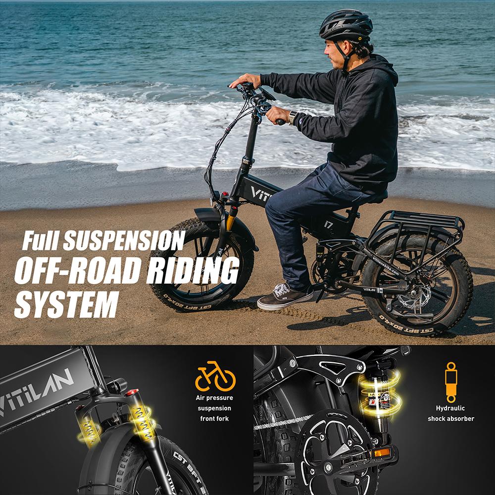 Electric Bicycle Vitilan 20" 750W Motor City Ebike 48V 20AH Max Range 7 Speed Load 150Kg Hydraulic Brakes I7 Pro