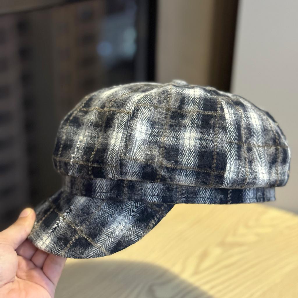 Octagonal Hat for Women Casually Going Out on The Street with Big Head and Face Little Painter's Newsboy Hat Fashionable and Versatile
