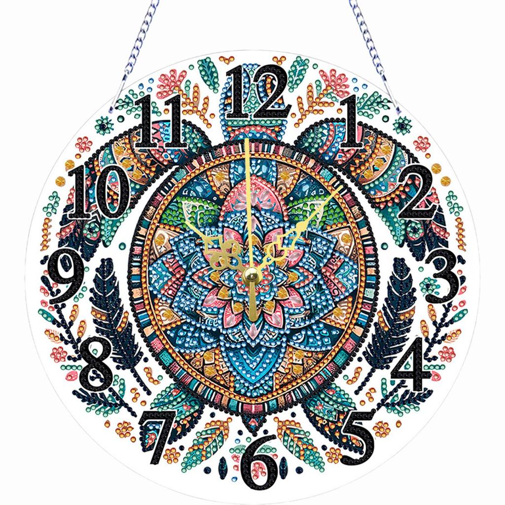 2D Flat DIY Irregular Shaped Drilling Diamond Painting Clock Pendant 5D Hanging Clock Art Craft for Living Room Decoration