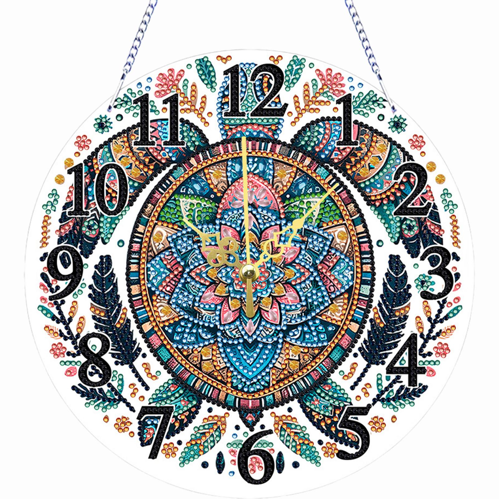 

2D Flat DIY Irregular Shaped Drilling Diamond Painting Clock Pendant Diamond Art Clock Pendant Kit for Living Room Decoration