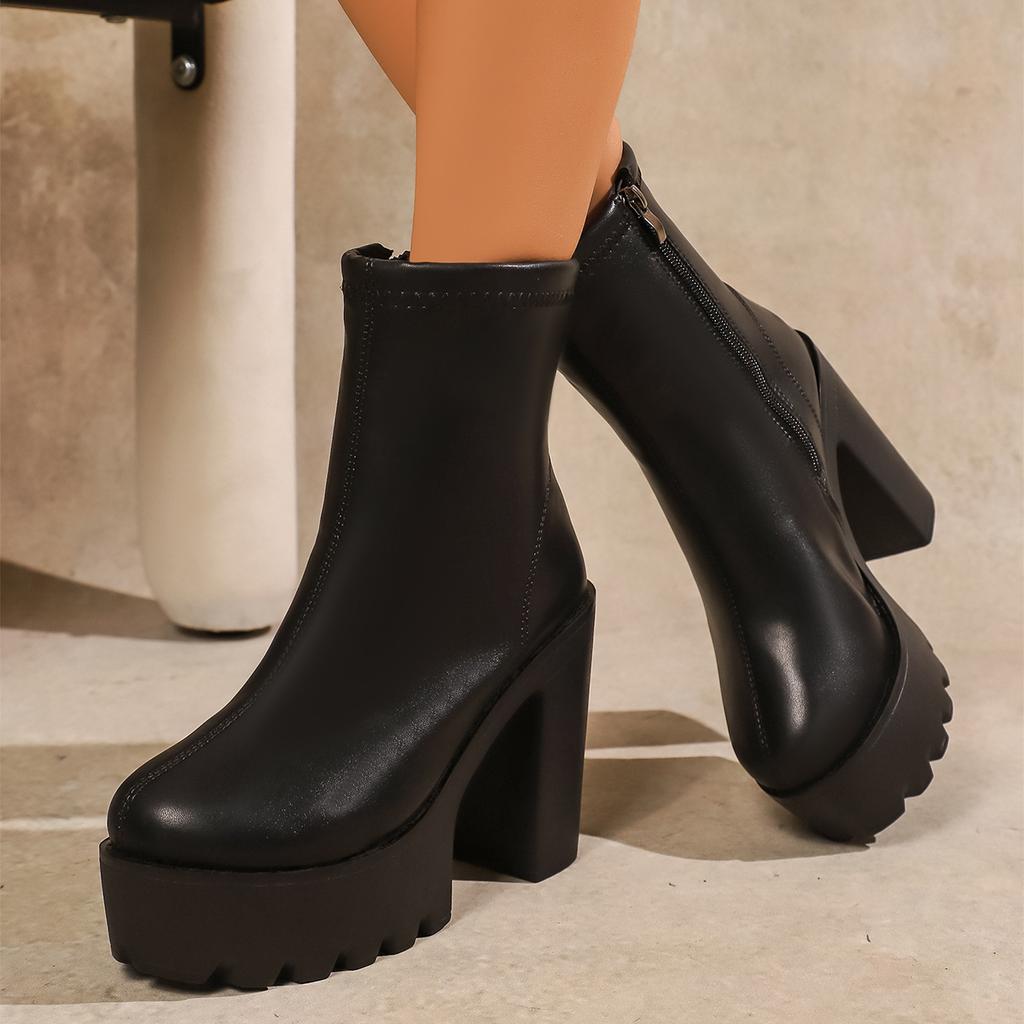 Fashion 11.5CM hate sky high waterproof platform shoes autumn winter new ultra-high heel women short boots increase wedge heel shoes