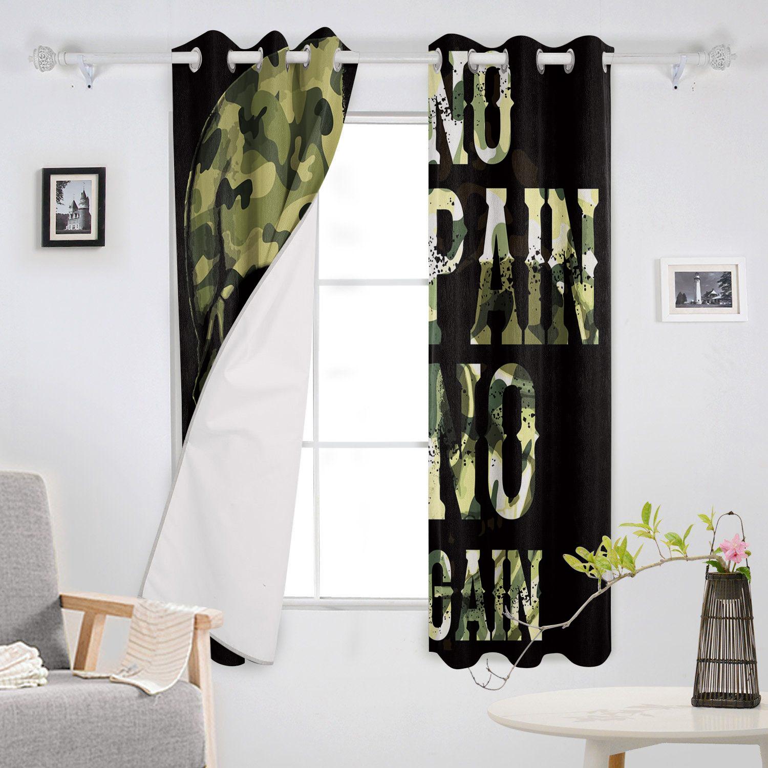 Зеленый Череп Камуфляж Искусство Спальня Кухня Окна Шторы Шторы Для Гостиной Декоративные — фото 3