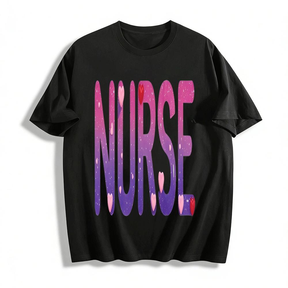 Galaxy Heart Print Nurse Themed Casual Top Pure cotton T-shirt XXS