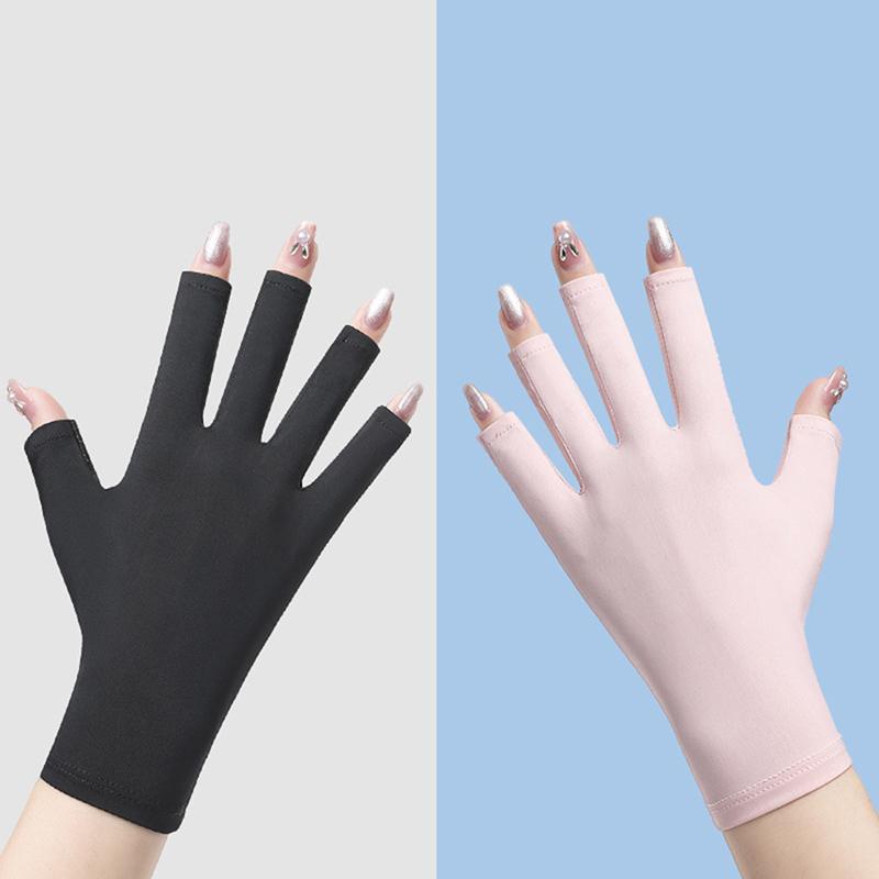 1 Paar Anti-UV-Handschuhe UV-Schutzhandschuh Fingerlos Maniküre Nagelkunst Werkzeug