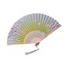 Folding Hand Fan with Tassels for Women Prom Parties Flower Butterfly Pattern Chinese Traditional Hand Fan for Collector