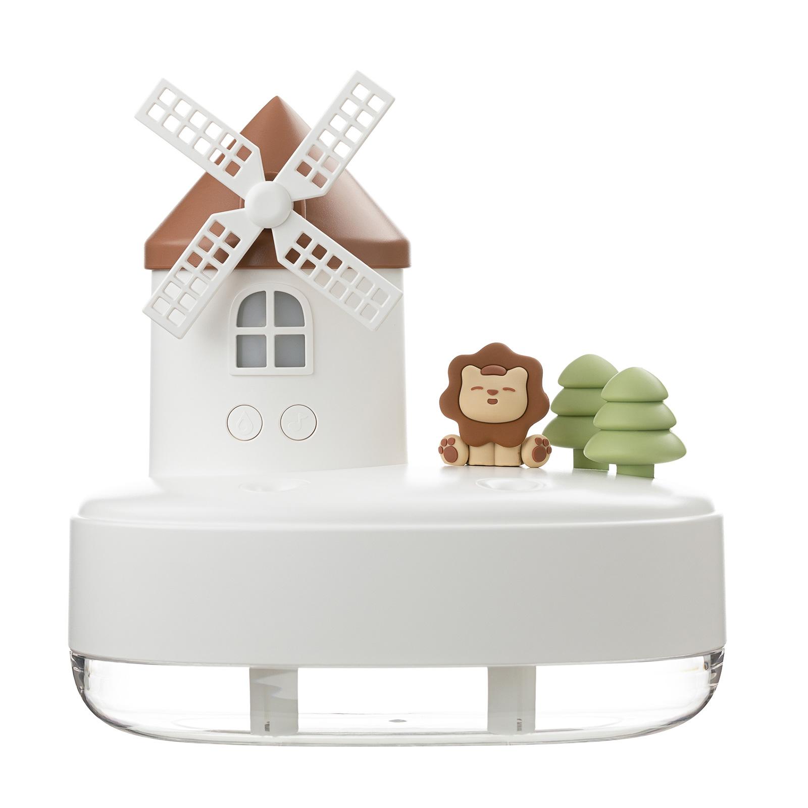 

650 мл ветряная мельница, увлажнитель воздуха, мультяшная музыка, светодиодный светильник, туманообразователь, распылитель, бесшумные настольные увлажнители воздуха, украшения, украшения White