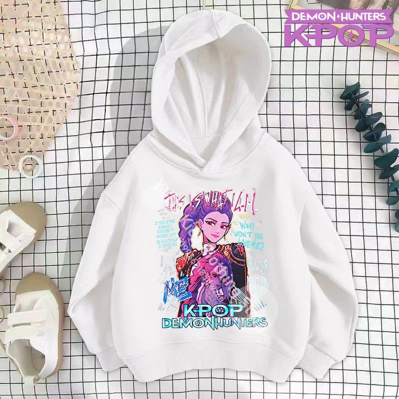 Y2K KPop ציידי שדים קפוצ'ונים נערות מתבגרות בנים רומי KPop ציידי שדים קפוצ'ון סתיו קז'ואל שרוול ארוך בגדי ילדים