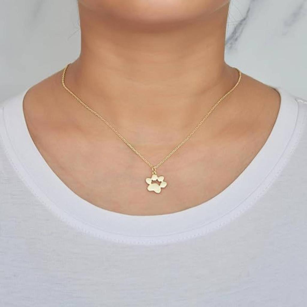 Pet Cat Dog Paw Pendant Necklace for Women Men Stainless Steel Jewelry Friend Gift