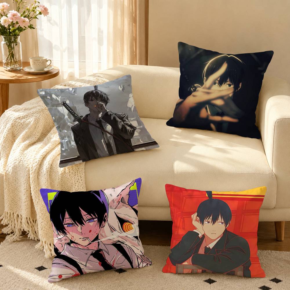 C-Chainsaw Man Aki Hayakawa Pillow Case Square Double-Sided Sofa Cushion Cover Bedroom Bedside Pillow
