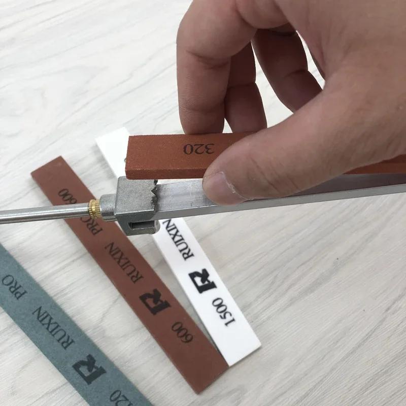 RUIXIN PRO 4pcs 120 320 600 1500Grit Professional Angle Sharpening Stone Whetstone Fixed Knife Sharpener Sharpening System