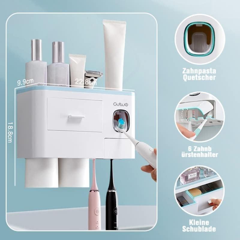 Wall Mounted Toothbrush Holder with Toothpaste Dispensers 2Pcs Toothbrush Holders Toothpaste Press Set for Bathroom