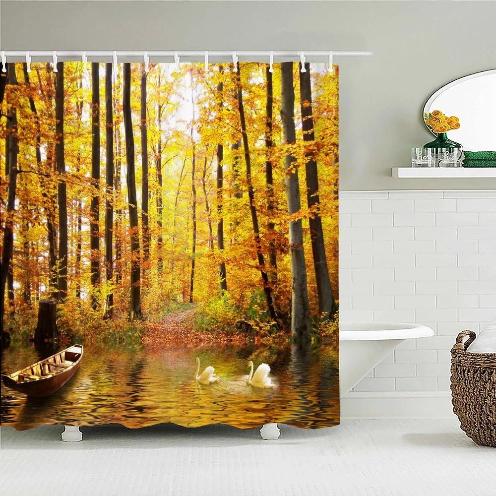 3D tropical rainforest forest landscape printed shower curtain with hook bathroom waterproof polyester bath curtain home decor