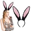 Hasenohren Stirnband Kragen Fliege Manschetten Hasen Schwanz für Halloween Cosplay Party Osterhasen Kostüm Set für Damen