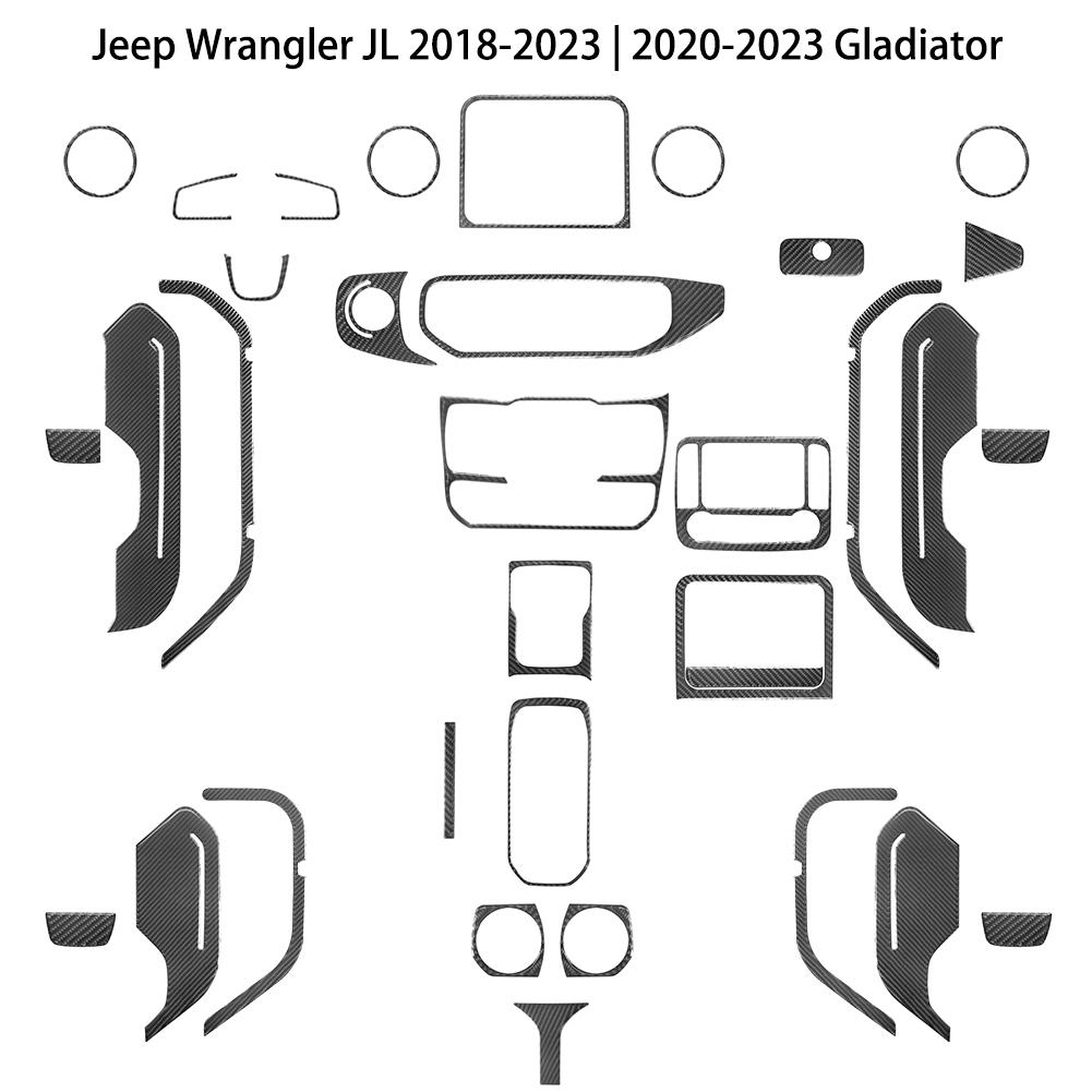 For Jeep Wrangler JL 2018-2023 Gladiator 2020-2023 Car Interior Button Panel Decoration Protection Carbon Fiber Sticker
