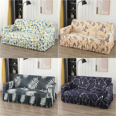 1 2 3 4 Seater Pastoral Sofa Skirt Cover Stretch Spandex Sofa Covers With Skirts Universal Couch Slipcovers For Living Room