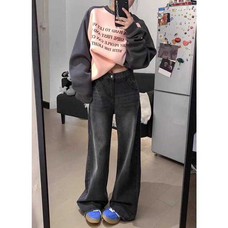 

Women s Plus Size Retro Black High Waist Wide Leg Jeans for Fall/Winter M