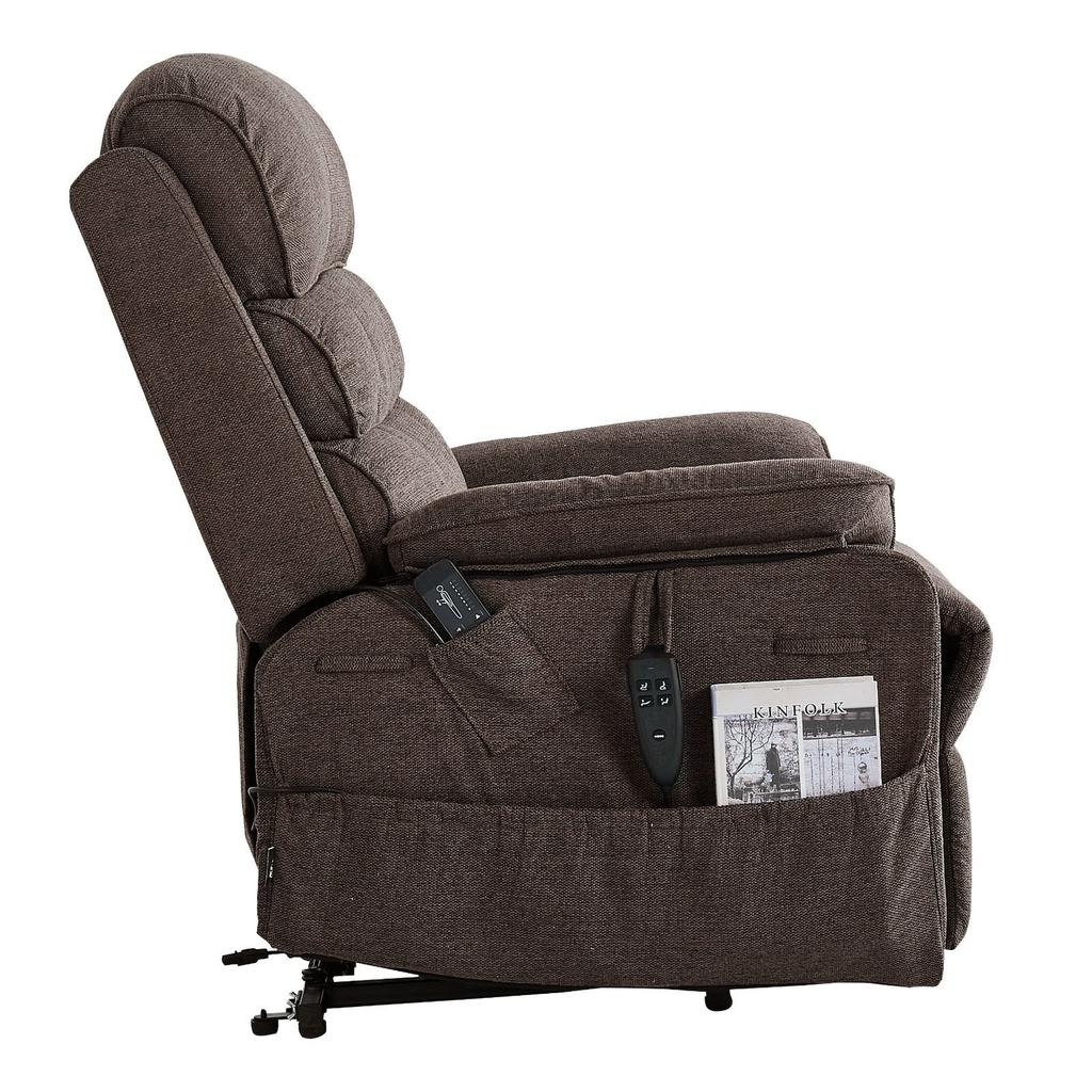 Power Lift Recliner Chair, Dual Motor, Medium Electric Lift Chair with Heat and Massage for Elderly, Infinite Position Adjustment, Chenille Fabric,