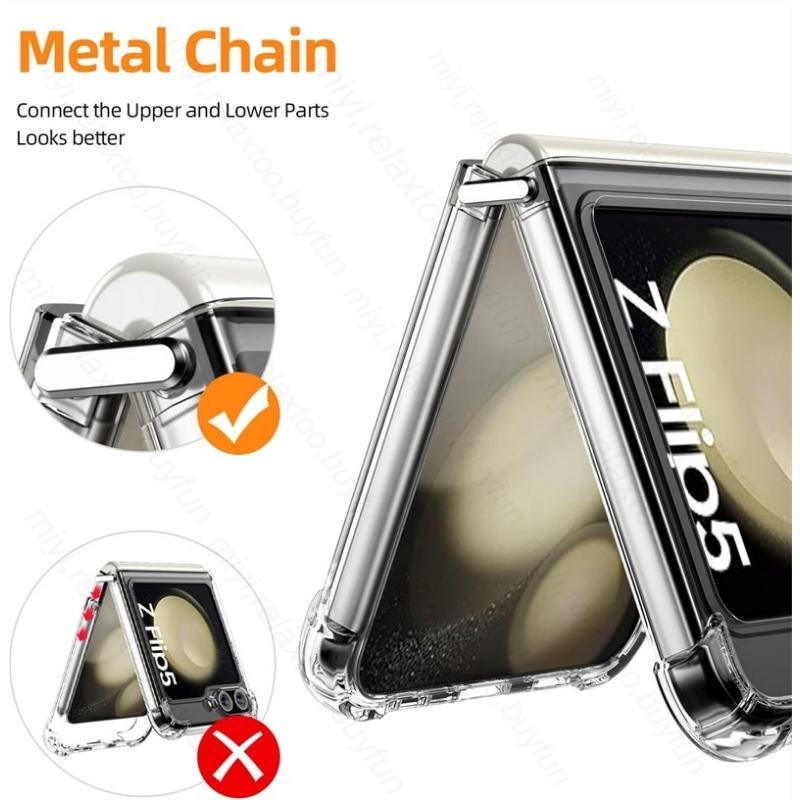 Capa Samsungs ZFlip 5 5G Acrílico Transparente TPU Capa Macia para Samsung Galaxy Z Flip5 5G Flip 4 5g 2023 Airbags Coque à Prova de Choque
