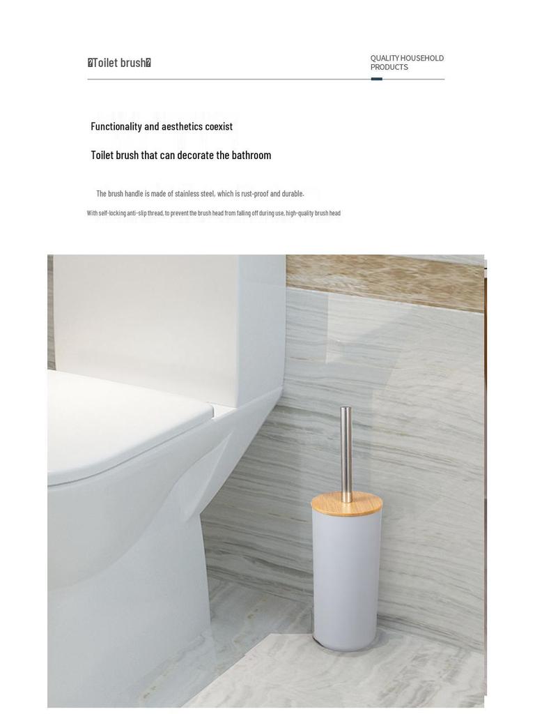 Bathroom Accessory Set: Toiletry Bottles, Toilet Brush, and Trash Can