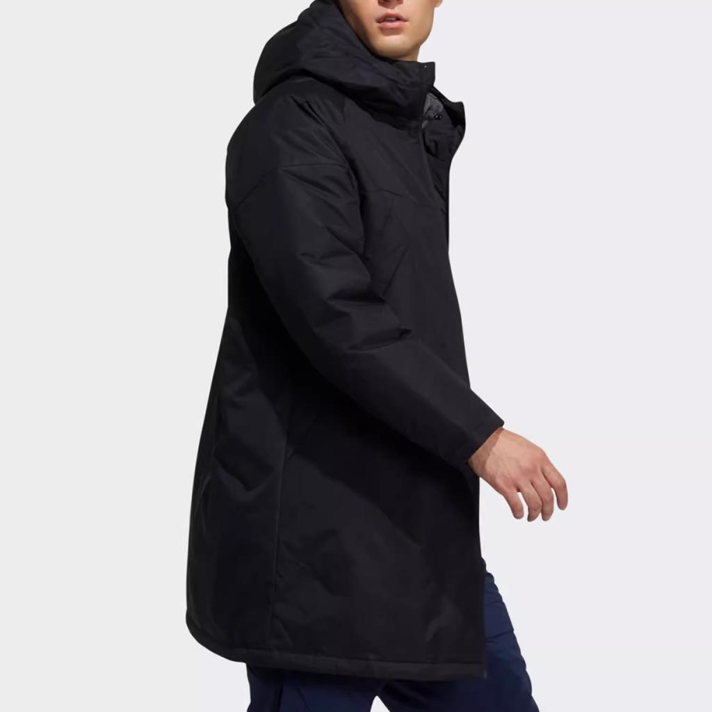 adidas Sleeve Badge Hooded Mid-Length Down Jacket Men Outerwear Black HA1174
