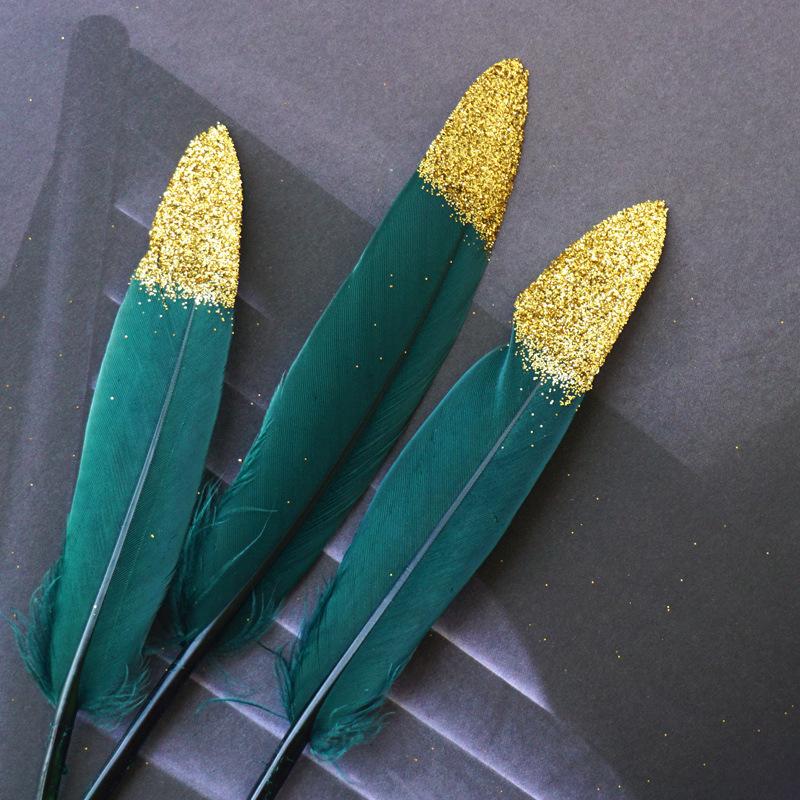 Golden Feather Decoration Handicraft Shooting Props Background Spray Gold Feather Decoration Material