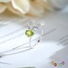 S925 Sterling Silver Butterfly Crystal Open Ring, Adjustable Natural Stone Band, Elegant Dainty Jewelry for Women, Daily Wear & Gift
