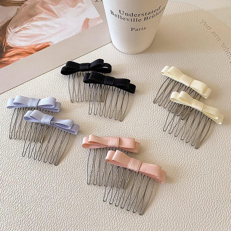 2Pcs Inserted Comb Bow Hair Comb Adornment Hair Clip Versatile Simple Anti-Skid Curl Bangs Side Top Clip Hair Accessories