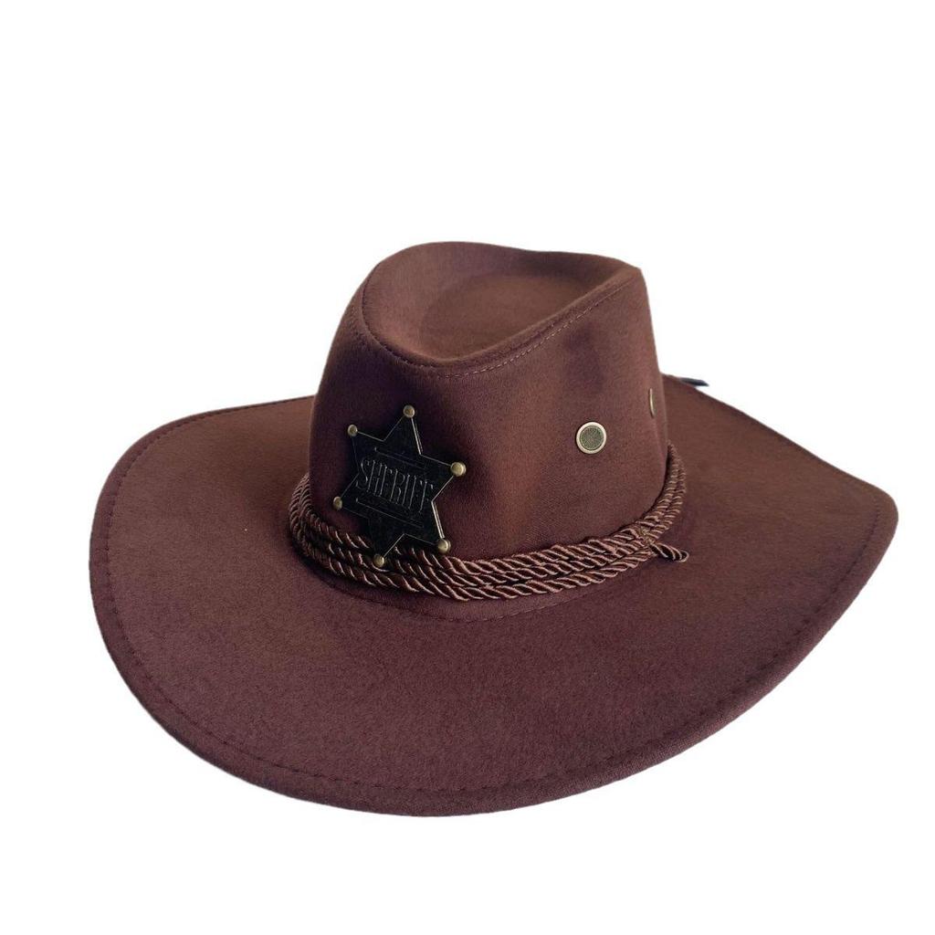 Unisex Wide Brim Straw Cowboy Hat with Windproof Rope and Sun Protection