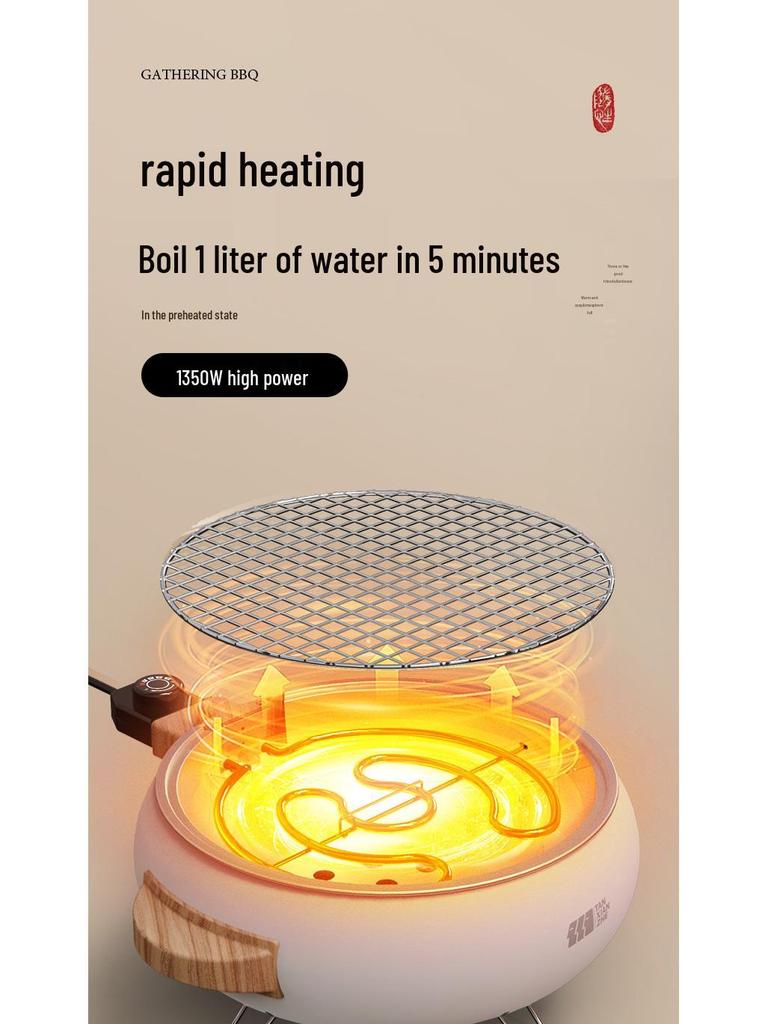 Dual-Use Electric Grill & Fire Pit: Indoor BBQ, Boiling, Baking, and Charcoal Stove Set