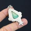 Friendship Day Deal 925 Silver Pear Chrysoprase Stone Sister Flower Boho Pendant