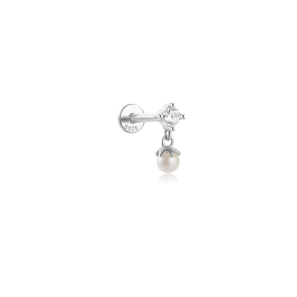 ROXI 925 Silver Star/Flower/Pearl Zircon Dangle Earrings For Women 1pc Simple Earrings For Women Girl Wedding Gift