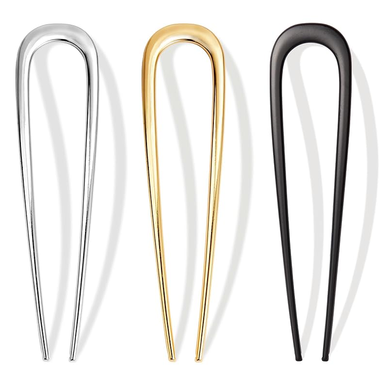 3 PCS French Hair Pins for Women - French Twist and Buns, Elegant Gold Hair Accessories 3 Count (Pack of 1)