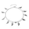 Hot Sale, Beach Women's Double-Layer Retro Foot Accessories, Tassel Leaf Anklets