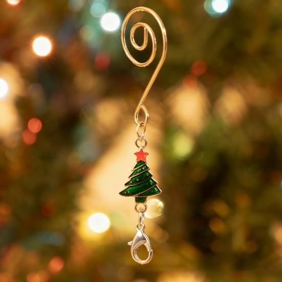 12Pcs Christmas Tree Hooks Alloy Metal S-Hooks for Ornaments And Stockings Decorative Hangers with Spring Clip