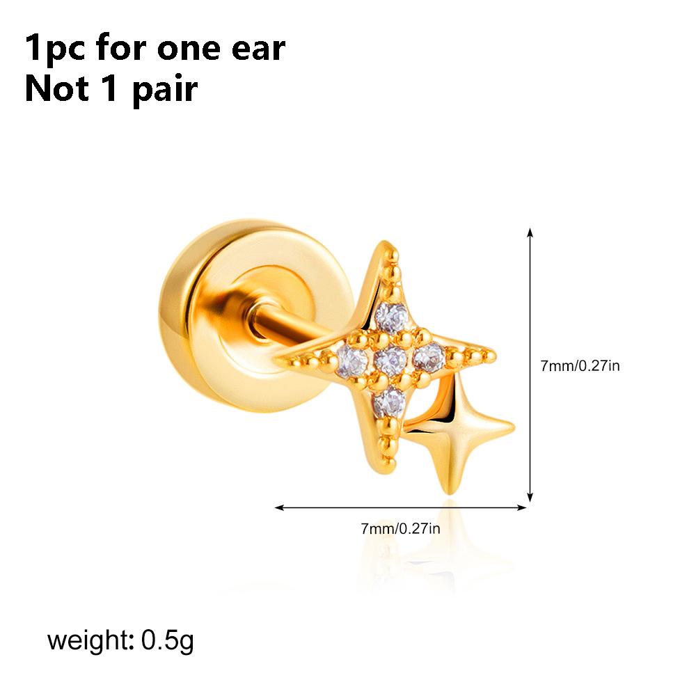1PC Stainless Steel Star Moon Sun Stud Earrings For Women Simple Daily Wear Cartilage Piercing Earring Punk Unisex Rock Jewelry