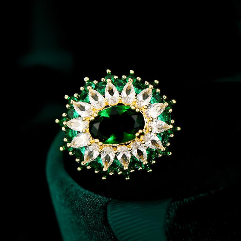 

SUYU Стильная овальная брошь с миниатюрной инкрустацией кубическим цирконием для элегантных и модных аксессуаров для одежды зелёный