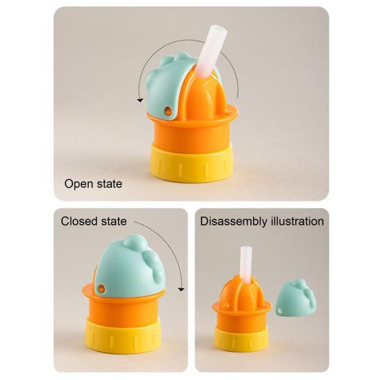 Water Bottle Straw Lid Leak-Proof Adapter for Kids Adults Portable Conversion Cap with Built-in Straw And Flip-Top Spill Resistant Lid Fits Most