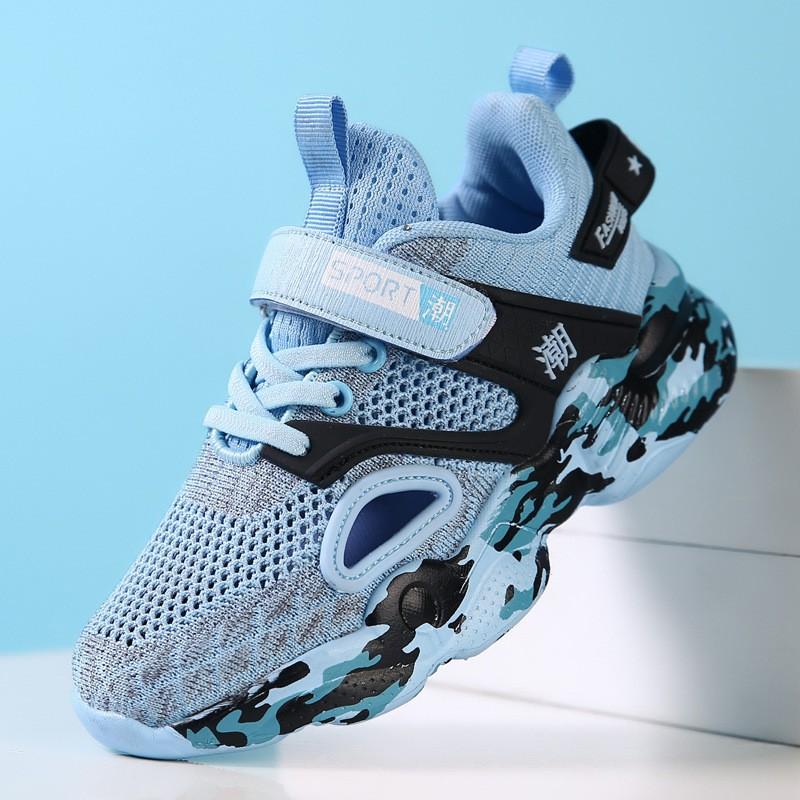 Kids Breathable Mesh Running Shoes Boys Lightweight Athletic Sneakers With Hook-and-Loop US 11.5