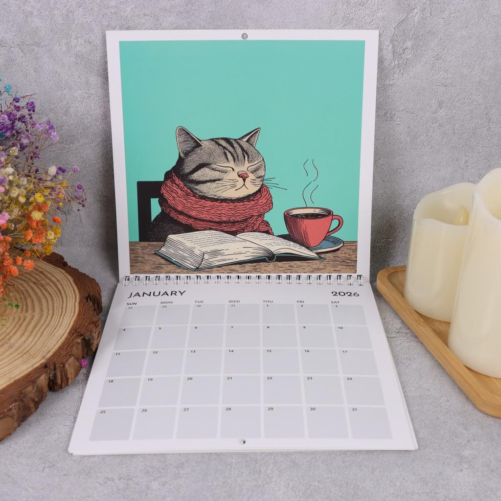 2026 Cartoon Cat Calendar Cat Theme Pattern Calendar Annual Monthly Planning Calendar Suitable For Bedroom And Study