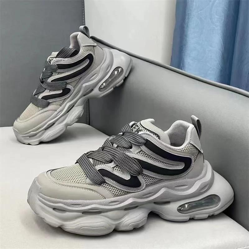 

Casual Shoes for Men Streetwear Walking Shoes Sneakers Thick Bottom Running Basketball Shoes Mesh Breathable Male Sneakers 39 сірий колір