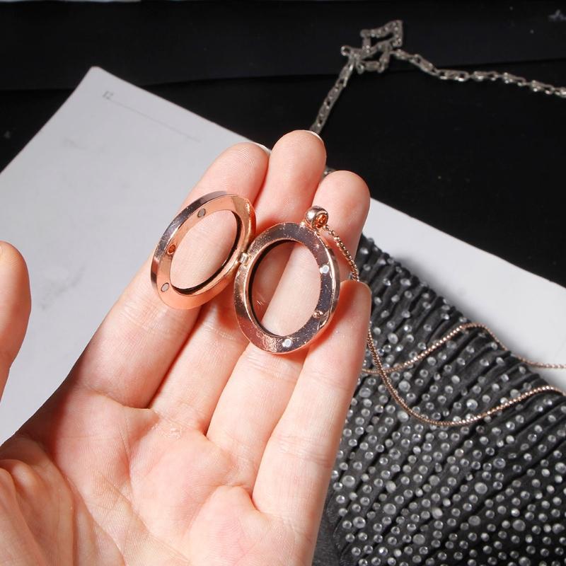 Locket Necklace Diy Floating Round Locket Pendant Live Floating Memory Necklace Suitable for Women's Friendship Necklace