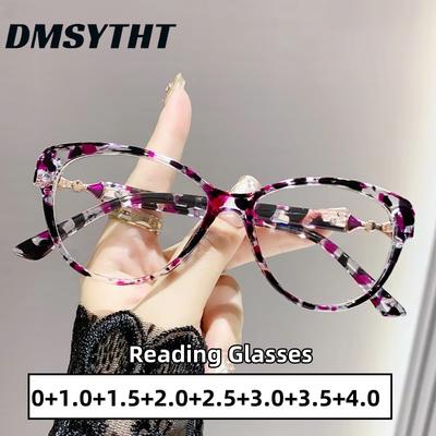 Occhiali da lettura da donna alla moda Cat Eye ad alta definizione anti luce blu ultraleggeri e portatili per presbiopia